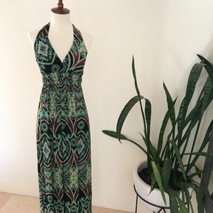 5th Culture, Green Long Halter Dress